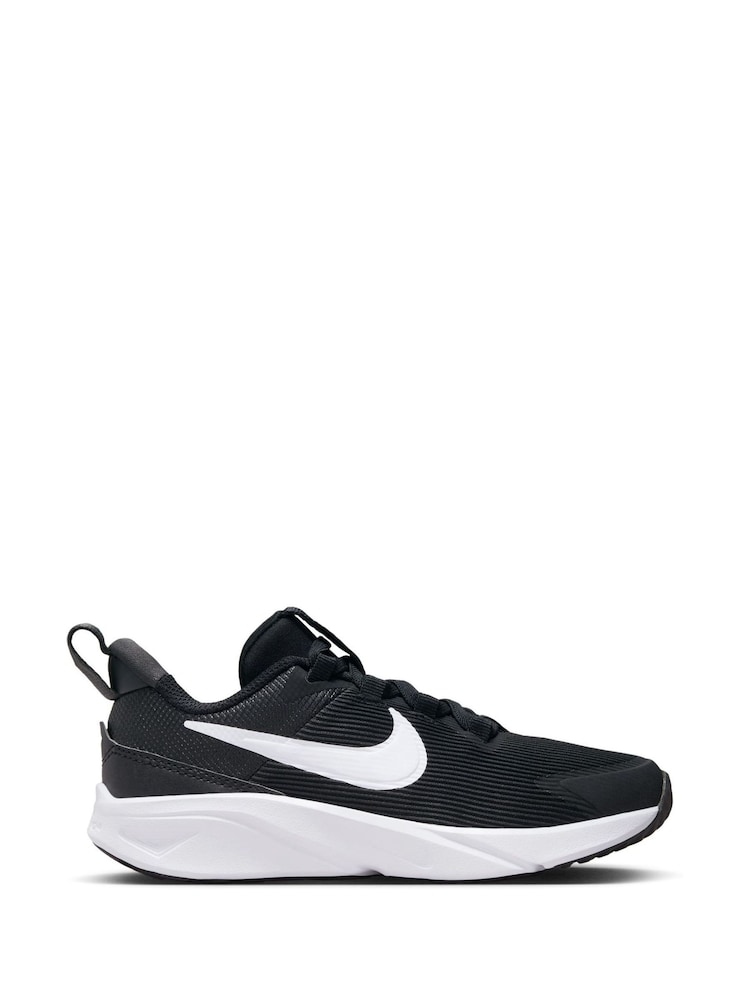 Nike Black White Junior Star Runner 4 Trainers - Image 1 of 11