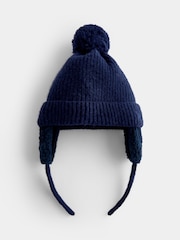 Jojo Maman Bébé Blue Cosy Pom Pom Rib Hat - Image 1 of 4