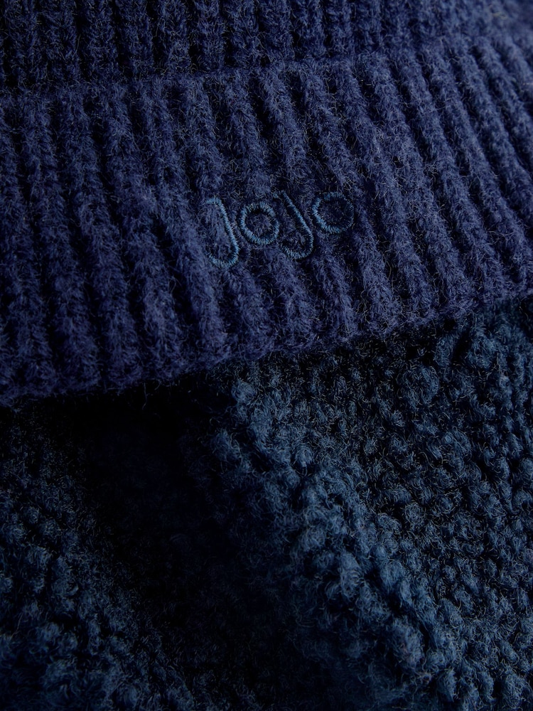 Jojo Maman Bébé Blue Cosy Pom Pom Rib Hat - Image 4 of 4