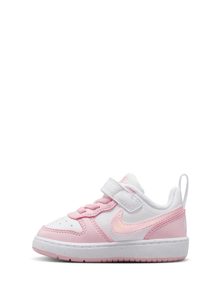 Nike White/Pink Infant Court Borough Low Recraft Trainers - Image 2 of 8