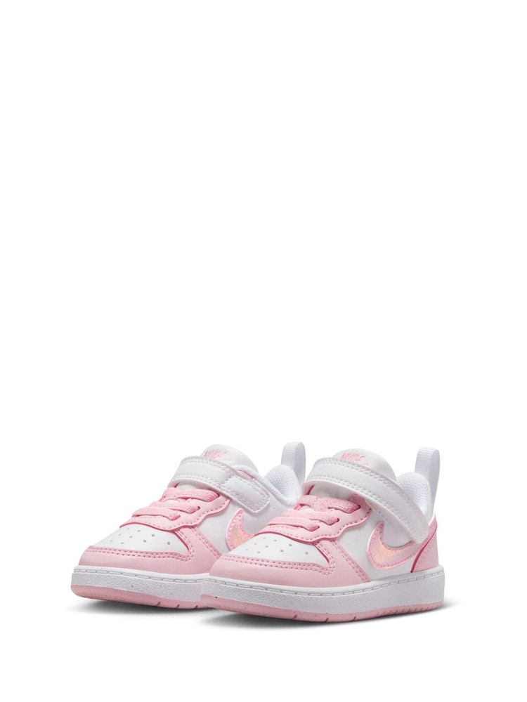 Nike White/Pink Infant Court Borough Low Recraft Trainers - Image 3 of 8