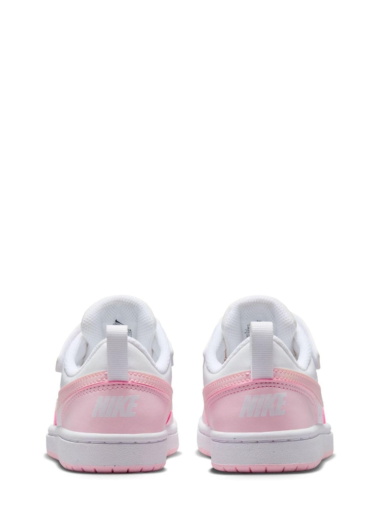 Nike White/Pink Junior Court Borough Low Recraft Trainers - Image 6 of 11