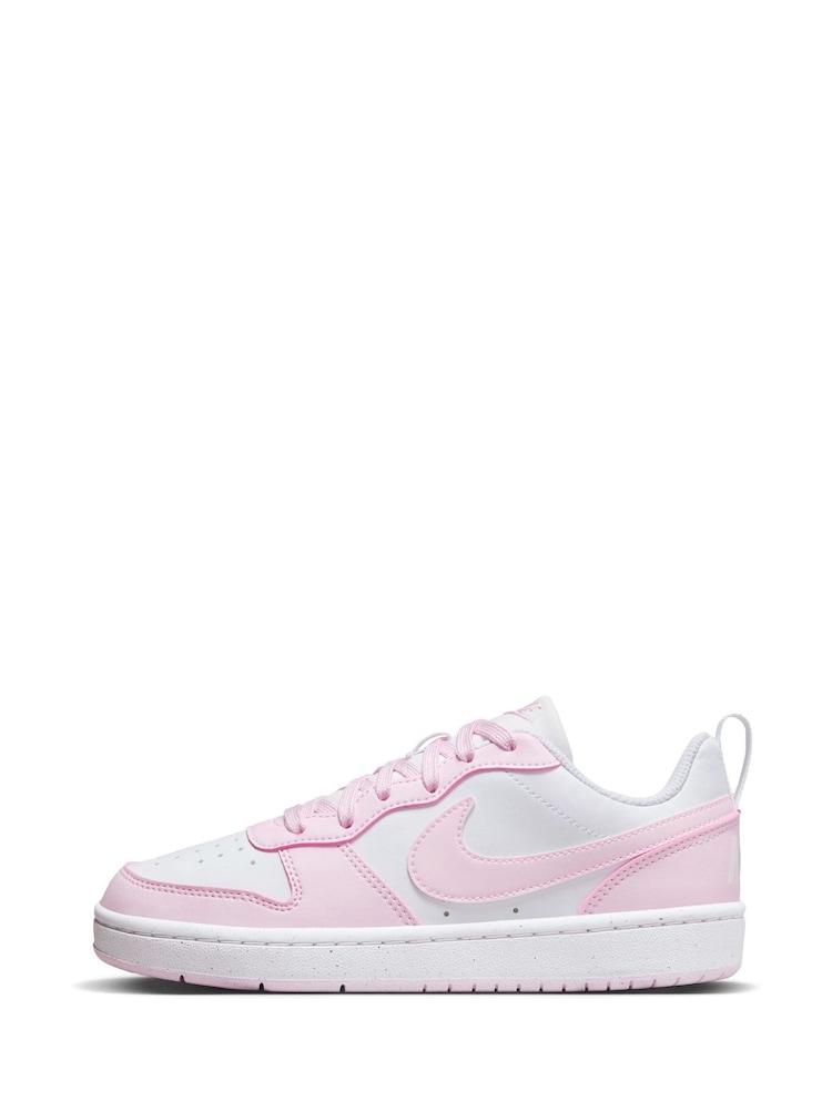 Nike White/Pink Youth Court Borough Low Recraft Trainers - Image 2 of 11