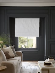 White Ready Made Blackout Roman Blinds With Heavyweight Chenille - Image 1 of 8