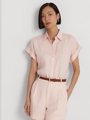Lauren Ralph Lauren Broono Button Front Linen Shirt - Image 1 of 9