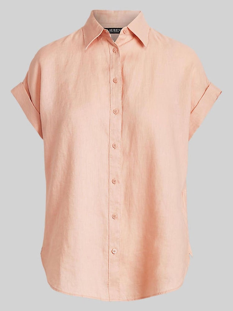 Lauren Ralph Lauren Broono Button Front Linen Shirt - Image 9 of 9