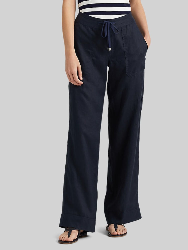 Lauren Ralph Lauren White Jovon 100% Linen Wide-Leg Trousers - Image 1 of 6