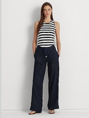 Lauren Ralph Lauren White Jovon 100% Linen Wide-Leg Trousers - Image 4 of 6