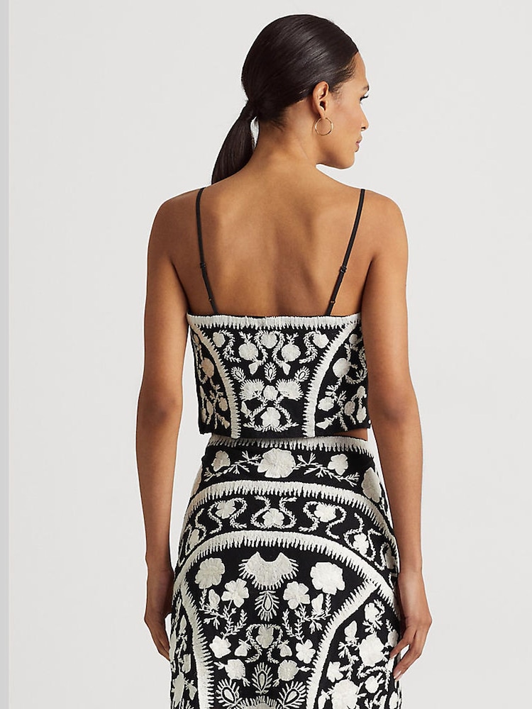 Lauren Ralph Lauren Daphina Black Embroidered Top - Image 2 of 5