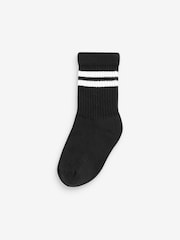 Black Cushioned Footbed Cotton Rich Ribbed Tipped Socks 5 Pack - Image 2 of 2