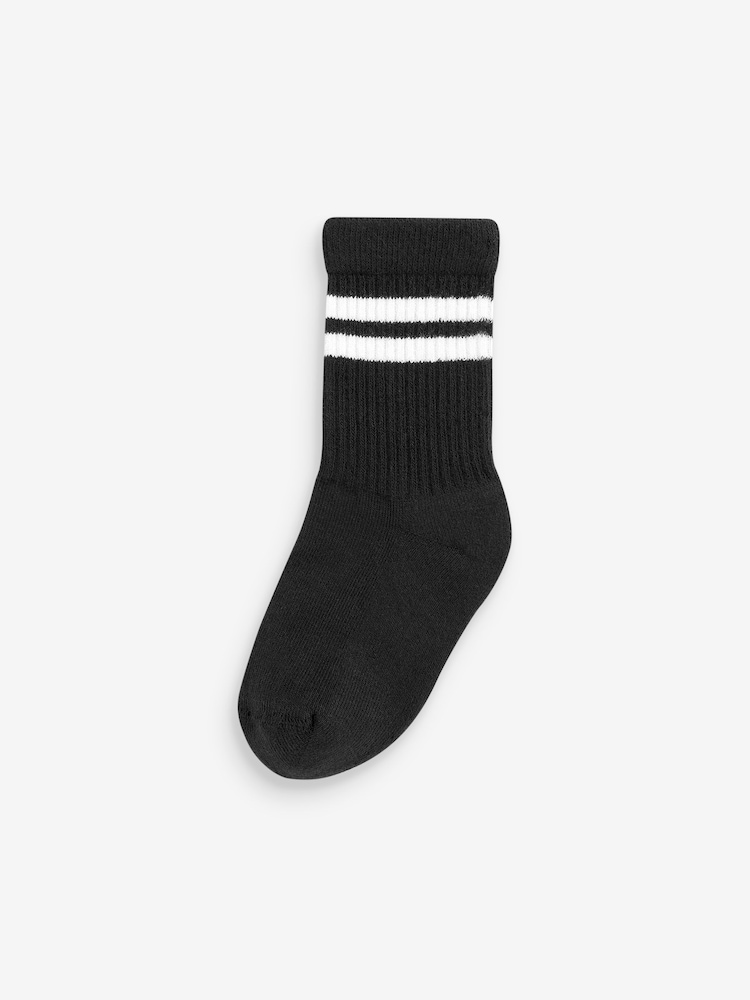 Black Cushioned Footbed Cotton Rich Ribbed Tipped Socks 5 Pack - Image 2 of 2