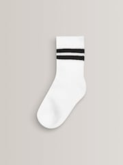 White Cushioned Footbed Cotton Rich Ribbed Tipped Socks 5 Pack - Image 2 of 2