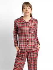 JoJo Maman Bébé Red Women's Tartan Pyjama Set - Image 1 of 6