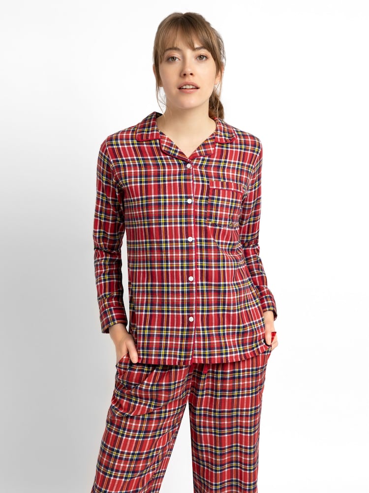 JoJo Maman Bébé Red Women's Tartan Pyjama Set - Image 1 of 6