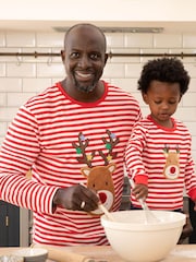 JoJo Maman Bébé Red Men's Reindeer Pyjama Set - Image 10 of 10