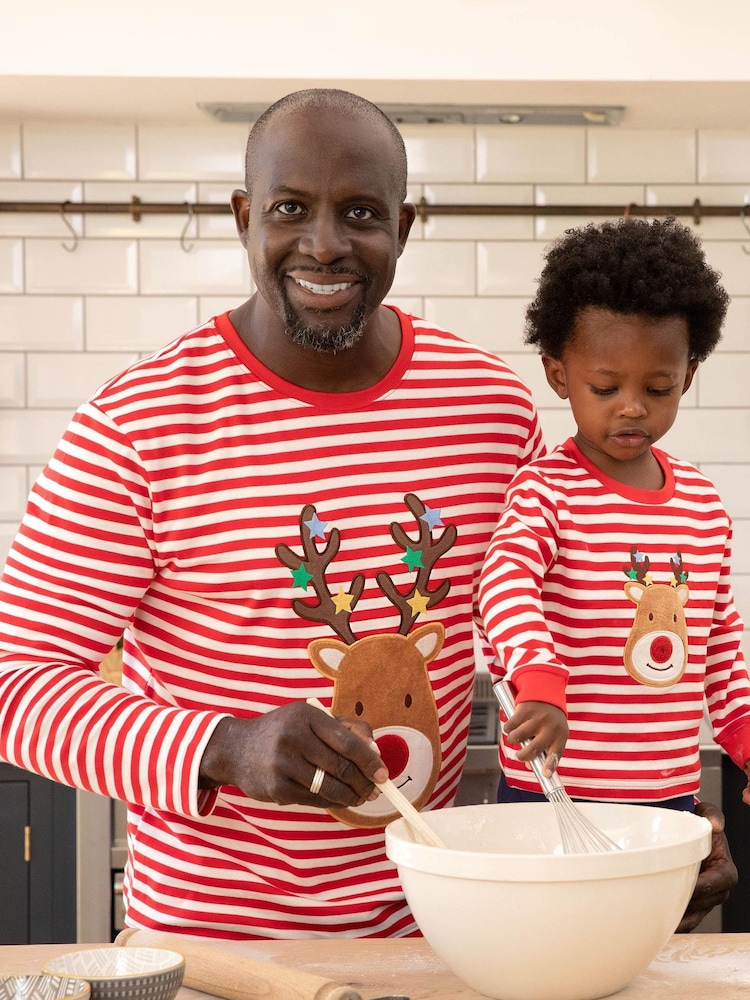 JoJo Maman Bébé Red Men's Reindeer Pyjama Set - Image 10 of 10