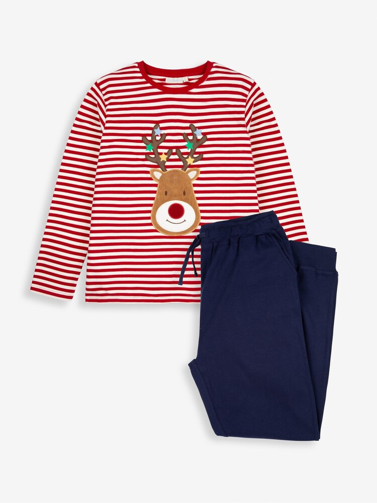 JoJo Maman Bébé Red Men's Reindeer Pyjama Set - Image 2 of 10