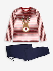 JoJo Maman Bébé Red Men's Reindeer Pyjama Set - Image 3 of 10
