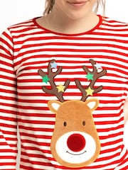 JoJo Maman Bébé Red Women's Reindeer Pyjama Set - Image 5 of 5