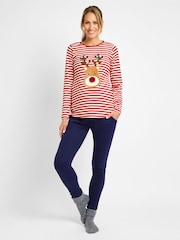 JoJo Maman Bébé Red Maternity Reindeer Pyjama Set - Image 1 of 3