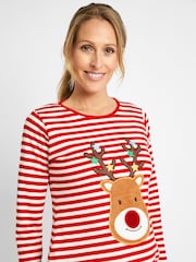 JoJo Maman Bébé Red Maternity Reindeer Pyjama Set - Image 3 of 3