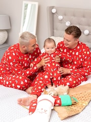 JoJo Maman Bébé Red Men's Christmas Print Pyjama Set - Image 7 of 8