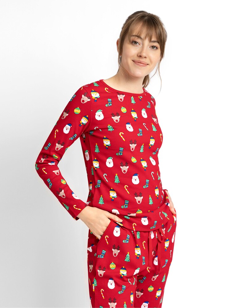 JoJo Maman Bébé Red Women's Christmas Print Pyjama Set - Image 3 of 3