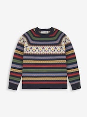 JoJo Maman Bébé Navy Mens Penguin Fair Isle Pattern Jumper - Image 1 of 4