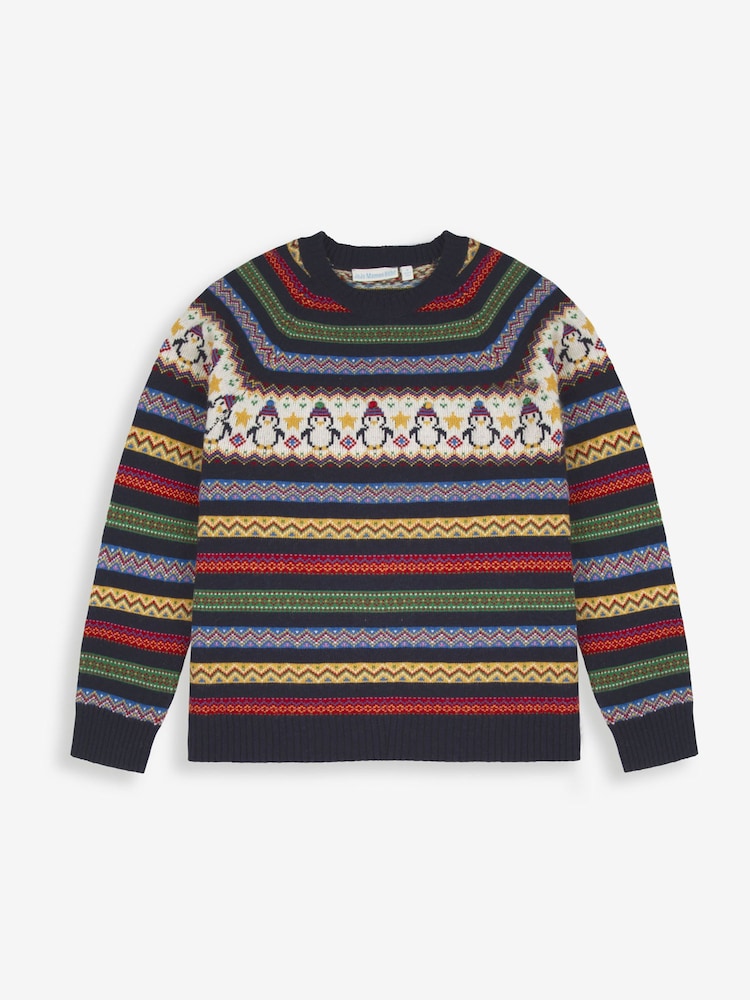 JoJo Maman Bébé Navy Mens Penguin Fair Isle Pattern Jumper - Image 1 of 4
