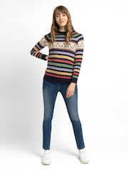 JoJo Maman Bébé Navy Blue Womens Penguin Fair Isle Pattern Jumper - Image 1 of 5