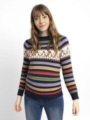 JoJo Maman Bébé Navy Blue Womens Penguin Fair Isle Pattern Jumper - Image 2 of 5