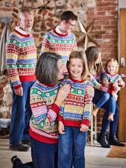 JoJo Maman Bébé Multi Mens Christmas Fair Isle Pattern Jumper - Image 2 of 5