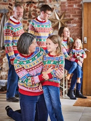 JoJo Maman Bébé Multi Womens Christmas Fair Isle Pattern Jumper - Image 4 of 5