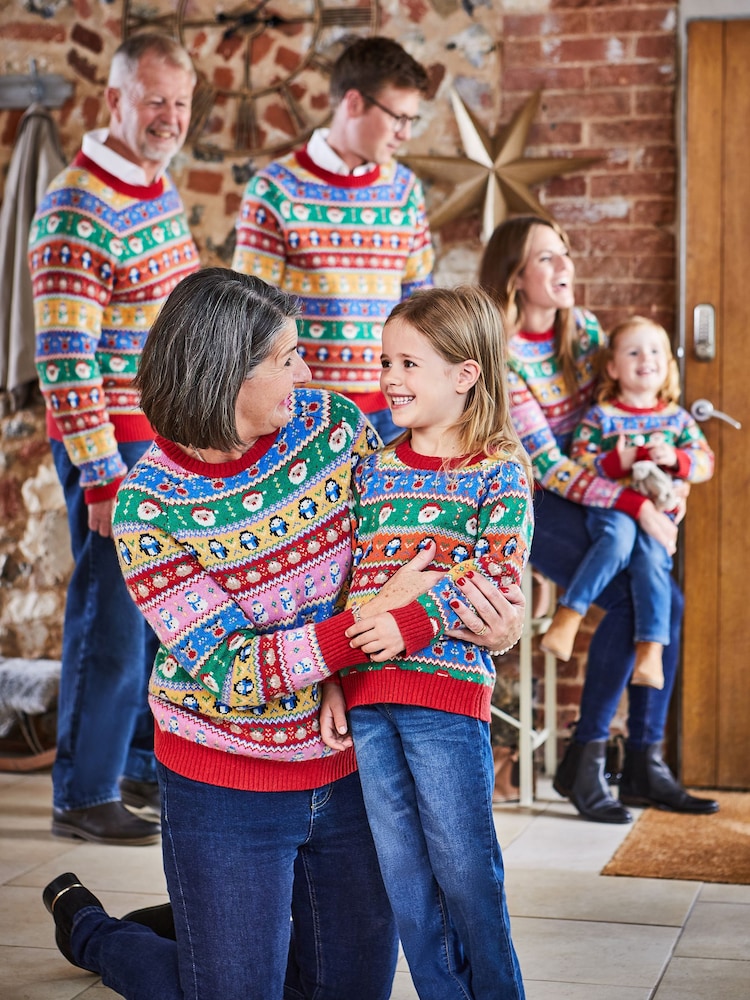 JoJo Maman Bébé kersttrui voor dames met Fairisle-patroon - Image 4 of 5