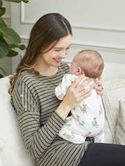 JoJo Maman Bébé Khaki Stripe Shoulder Opening Maternity & Nursing Top - Image 4 of 4