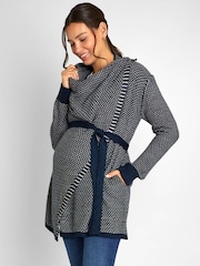 JoJo Maman Bébé Navy Blue Drape Maternity & Nursing Cardigan - Image 1 of 4