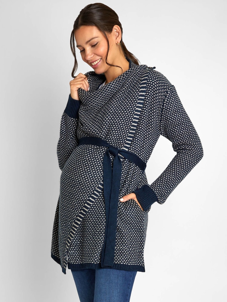 JoJo Maman Bébé Navy Blue Drape Maternity & Nursing Cardigan - Image 1 of 4