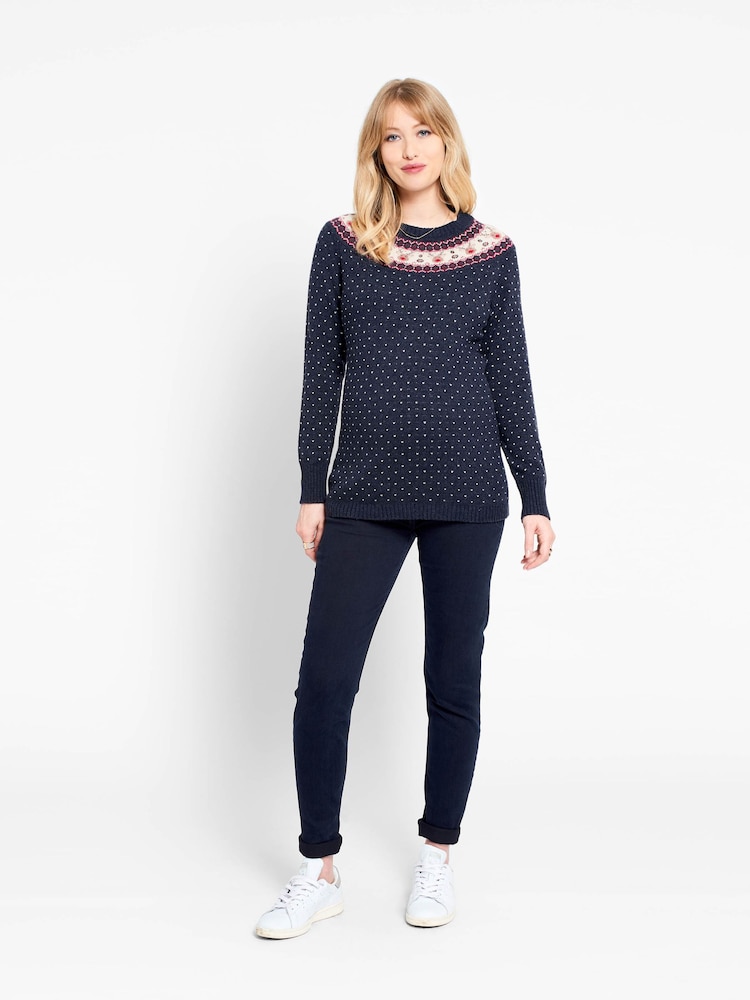 Jojo Maman Bébé Umstandspullover mit Norwegermuster und Rentierstickerei aus Kaschmirmischung - Bild 1 von 3