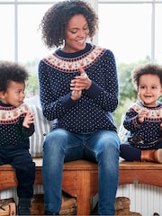 Jojo Maman Bébé Umstandspullover mit Norwegermuster und Rentierstickerei aus Kaschmirmischung - Bild 2 von 3