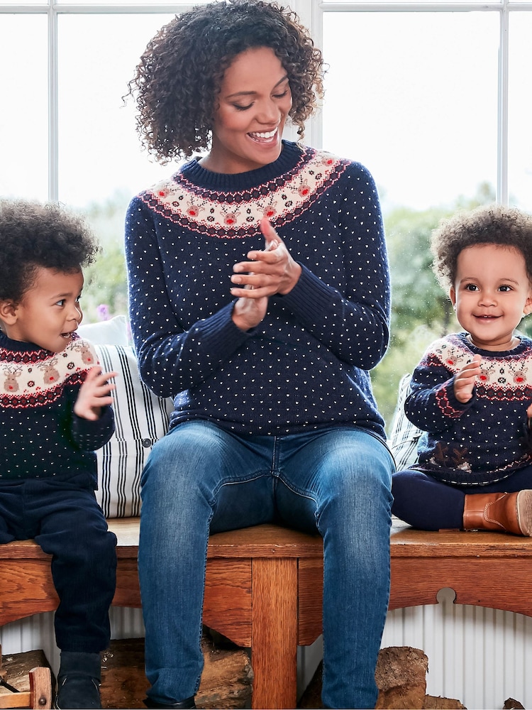 Jojo Maman Bébé Umstandspullover mit Norwegermuster und Rentierstickerei aus Kaschmirmischung - Bild 2 von 3