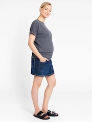 JoJo Maman Bébé Dark Wash Maternity Denim Mini Skirt - Image 1 of 4
