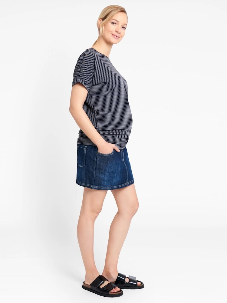 JoJo Maman Bébé Dark Wash Maternity Denim Mini Skirt - Image 1 of 4