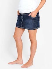 JoJo Maman Bébé Dark Wash Maternity Denim Mini Skirt - Image 3 of 4