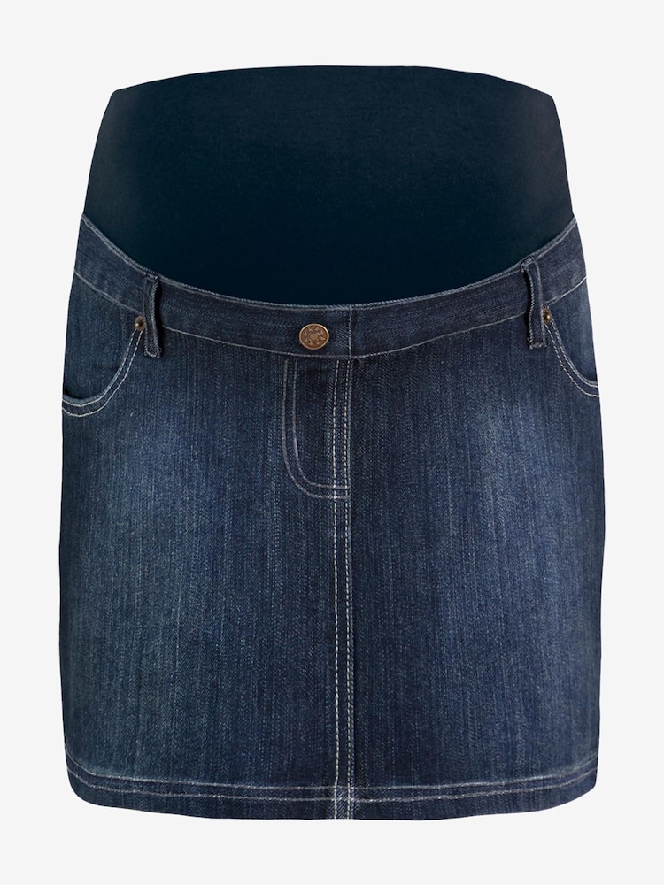 JoJo Maman Bébé Dark Wash Maternity Denim Mini Skirt - Image 4 of 4