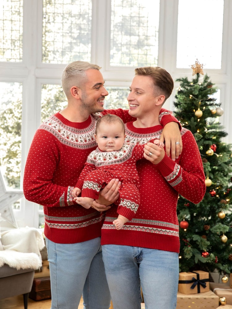 JoJo Maman Bébé Knitted Christmas Reindeer Fair Isle Pattern Jumper - Image 5 of 6