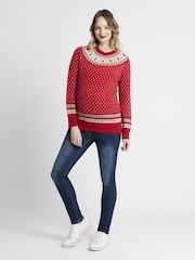 JoJo Maman Bébé Red Reindeer Fair Isle Pattern Jumper - Image 1 of 5