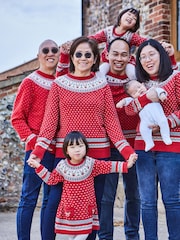 JoJo Maman Bébé Red Reindeer Fair Isle Pattern Jumper - Image 4 of 5