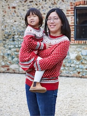 JoJo Maman Bébé Red Reindeer Fair Isle Pattern Jumper - Image 5 of 5