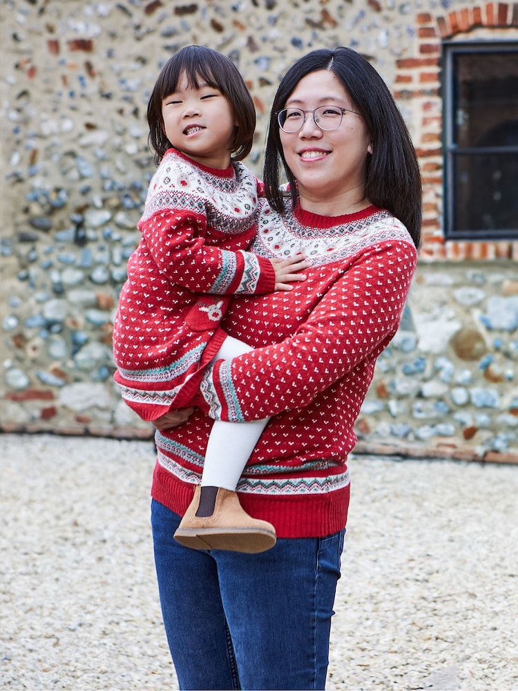 JoJo Maman Bébé Red Reindeer Fair Isle Pattern Jumper - Image 5 of 5