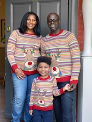 JoJo Maman Bébé Multi Mens Reindeer Appliqué Fair Isle Pattern Jumper - Image 1 of 4
